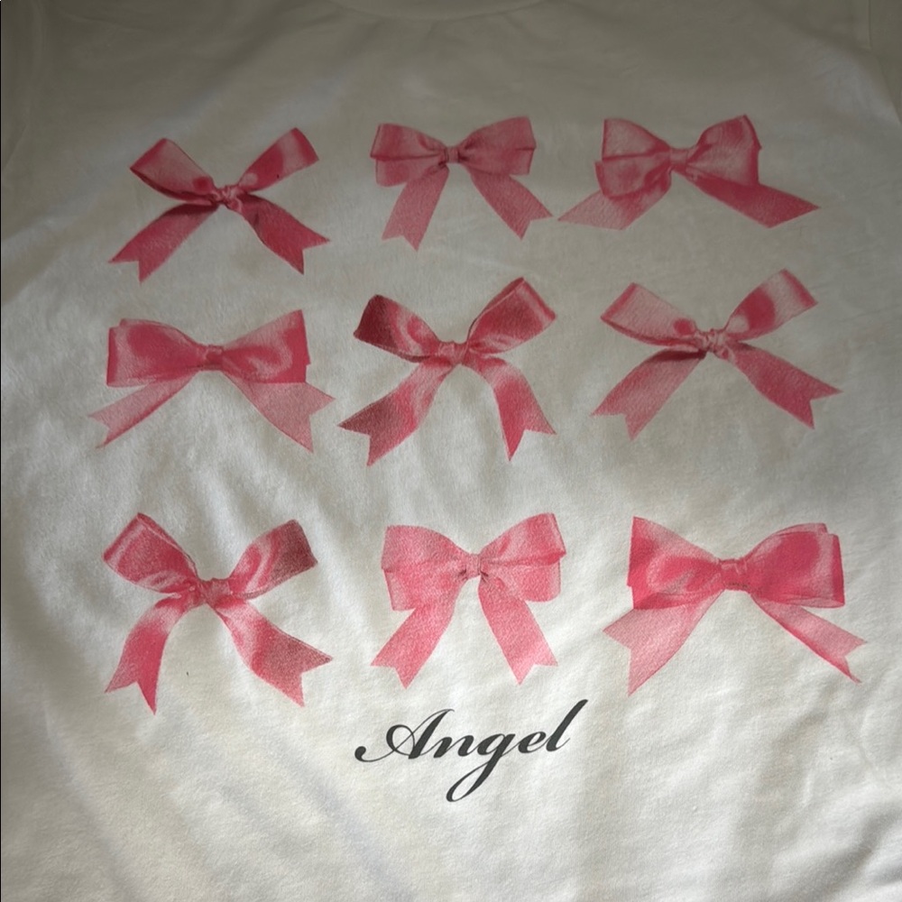 Angel women’s White Shirt with Pink Bows